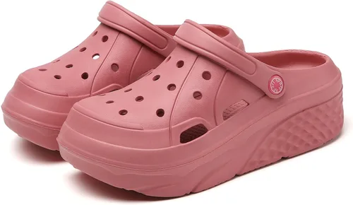 Miniatura 12 de SECHRITE Zuecos de plataforma para mujer, zapatos de jardín, impermeables, para playa, piscina, sandalias de verano, pantuflas para el hogar, serie