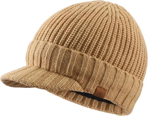 Miniatura 19 de Home Prefer - Gorro de invierno para hombre de punto grueso con visera, gorro tipo newsboy