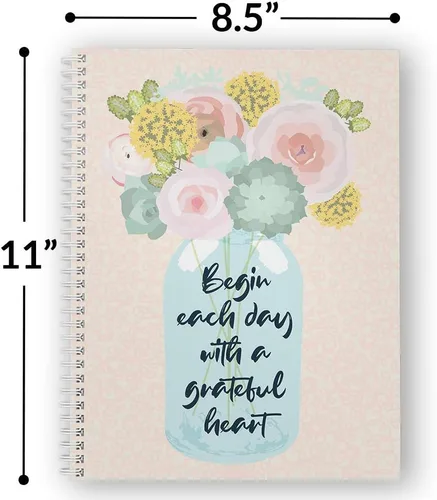 Miniatura 3 de Softcover Grateful Heart - Cuaderno motivacional en espiral de 8.5 x 11 pulgadas, 120 páginas a rayas universitarias, cubierta laminada brillante