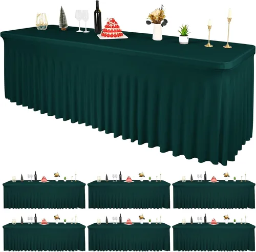 Miniatura 25 de 2 Packs Black Spandex Table Clothes for 6 Foot Rectangle Tables, Wrinkle Resistant Fitted Tables Cover, Washable Stretch Table Skirts for Weddings