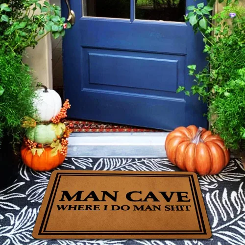 Miniatura 5 de Ytanie Tapetes de bienvenida para puerta delantera, entrada al aire libre, cueva de hombre, con texto en inglés Where I Do Man Shit, tapete de goma