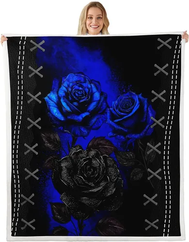 Miniatura 8 de Manfei Manta de mariposa azul con purpurina plateada para sofá, manta de cama con estampado de leopardo azul para niños y niñas, decoración
