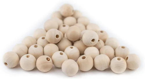 Miniatura 4 de TheBeadChest - Cuentas de madera natural sin terminar (0.394 in, juego de 60)