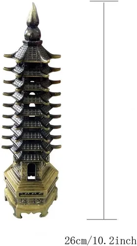 Miniatura 2 de Torre Wenchang de aleación de 10 pulgadas, pagoda antigua de nueve niveles para educación, crecimiento profesional y empresarial/decoración