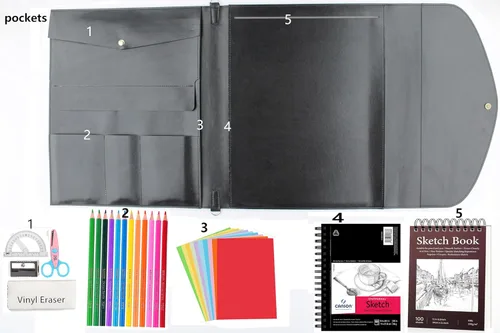Miniatura 4 de Funda para cuaderno de bocetos, cubierta de bloc de bocetos de artista para cuaderno de bocetos de 9 x 12 pulgadas, libro de dibujo y estuche