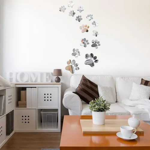 Miniatura 4 de Tenare 14 calcomanías de espejo con estampado de patas de perro, huellas de huellas de huellas de acrílico, adhesivo de pared extraíble para perro