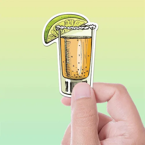 Miniatura 8 de Pegatina de lima y tequila – Calcomanía de vidrio de tequila, calcomanía de alcohol de la hora feliz para frasco, bonita calcomanía de borde de sal