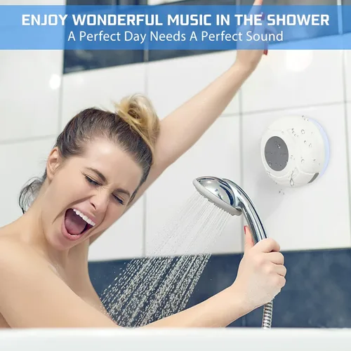 Miniatura 2 de Altavoz de ducha Bluetooth impermeable portátil inalámbrico resistente al agua altavoz ventosa, micrófono integrado regalos para niños, altavoz