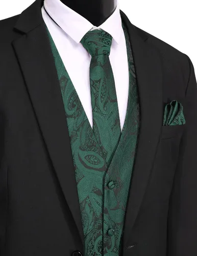 Miniatura 2 de COOFANDY Conjunto de 3 piezas de chaleco de cachemira para hombre, chaleco formal, chaleco esmoquin con bolsillo cuadrado