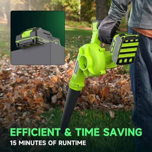 Miniatura 5 de Soplador de hojas inalámbrico con batería y cargador, soplador eléctrico inalámbrico de 20 V, soplador de hojas pequeñas de 120 MPH, soplador