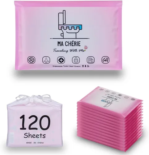 Miniatura 10 de MA CHÉRIE Fundas desechables para asiento de inodoro, 60 hojas (6 paquetes x 10), extra grandes, desechables, aptas para viajes y familia