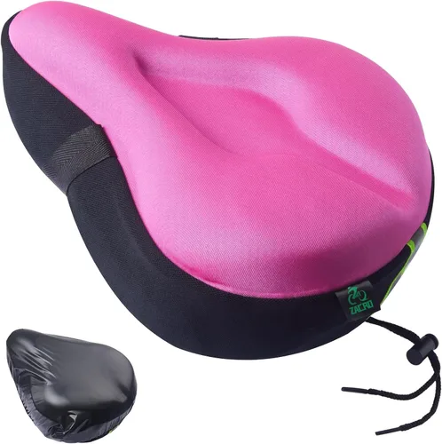 Miniatura 15 de Zacro Cojín de asiento de bicicleta, funda acolchada de gel para asiento de bicicleta para hombres y mujeres, cómodo, asiento de bicicleta Rosa
