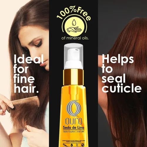 Miniatura 3 de OURO Seda para el cabello antiencrespamiento con extracto de semilla de lino: restaura, fortalece, suaviza, proporciona protección extrema, evita