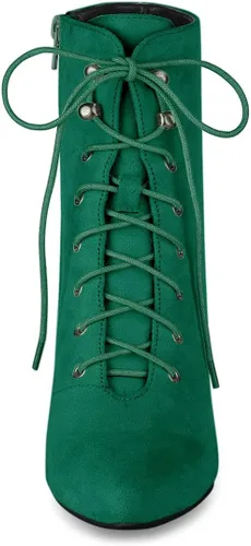 Miniatura 3 de Allegra K Botines de tacón de aguja con cordones y puntera puntiaguda para mujer