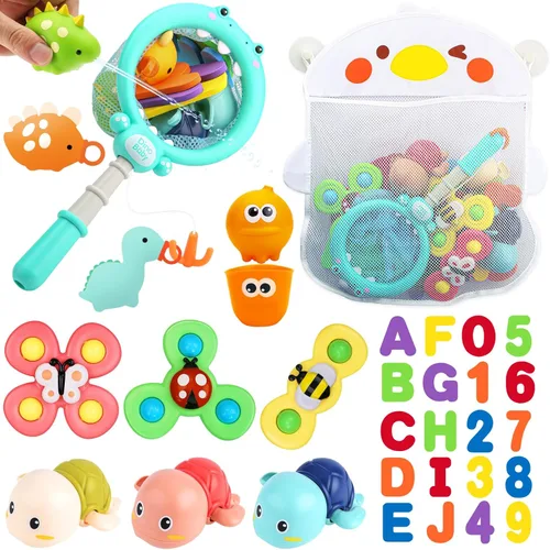 LZZAPJ Juguetes de baño para bebés de 1 a 3 años, juguete de bañera para niños con 36 letras y números de espuma para el baño, juegos de pesca con