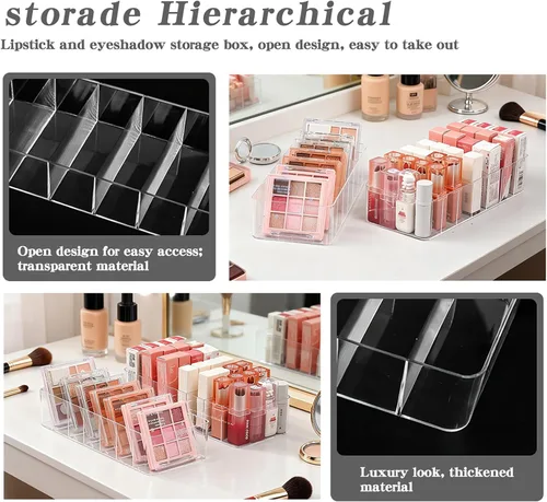 Miniatura 4 de Organizadores de Maquillaje de Acrílico Transparente, Organizador de Baño de 7 Secciones para Cajón, Estuches de Exhibición de Cosméticos