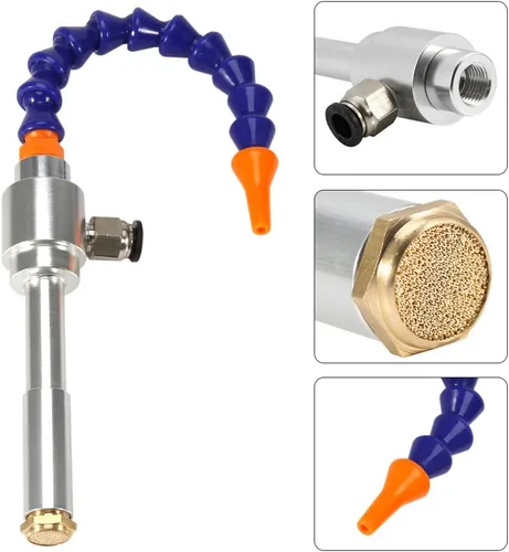 Miniatura 6 de Pistola de refrigeración de aire frío, 5.118 in Mini aleación de aluminio Vortex aire frío seco pistola de refrigeración con tubo flexible