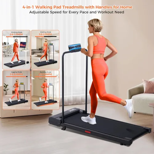 Miniatura 10 de Walking Pad Treadmill with Incline, 2026 Upgrade Portable Under Desk Treadmill for Home Small with Handles, 3.0HP Walking Pad with Handle Bar