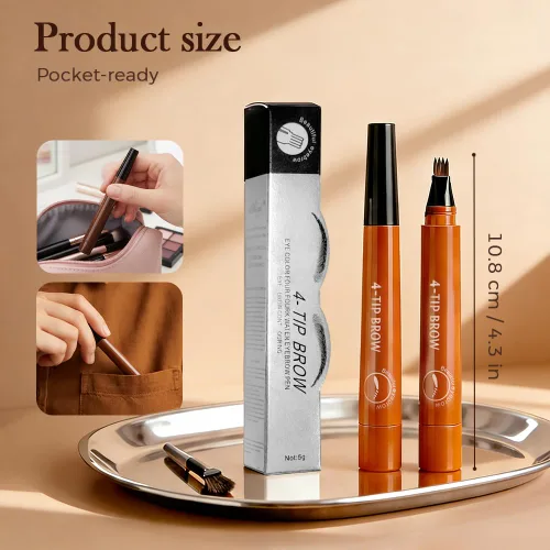 Miniatura 6 de Lápiz de cejas Microblading, resistente al agua, para mujer, con 4 puntas, maquillaje mágico natural para cejas, lápiz de contorno de trazos finos
