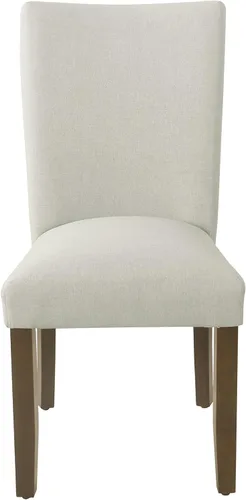 Miniatura 121 de Homepop Silla de comedor con detalles festoneados, sillas de comedor Parsons tapizadas, muebles decorativos para el hogar, tejido gris claro