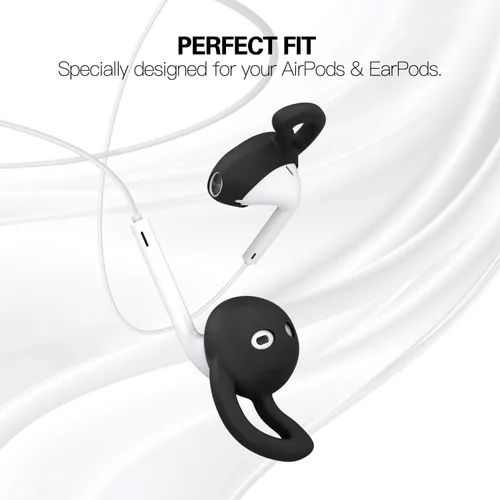 Miniatura 4 de 5 pares de almohadillas de silicona compatibles con AirPods 1 y 2, almohadillas de auriculares deportivas de silicona suave antideslizantes