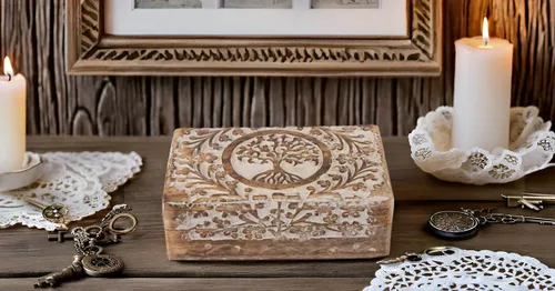Miniatura 16 de Gran regalo de cumpleaños y inauguración de la casa, joyero de madera decorativo hecho a mano con talla del árbol de la vida, organizador, recuerdo