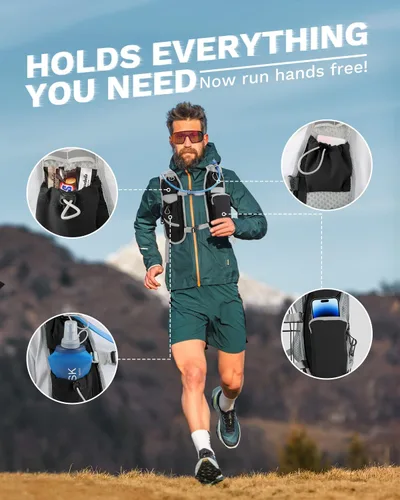 Miniatura 3 de Chaleco de correr para mujeres y hombres, mochila de hidratación para correr, chaleco para corredores, chaleco de hidratación, con soporte frontal