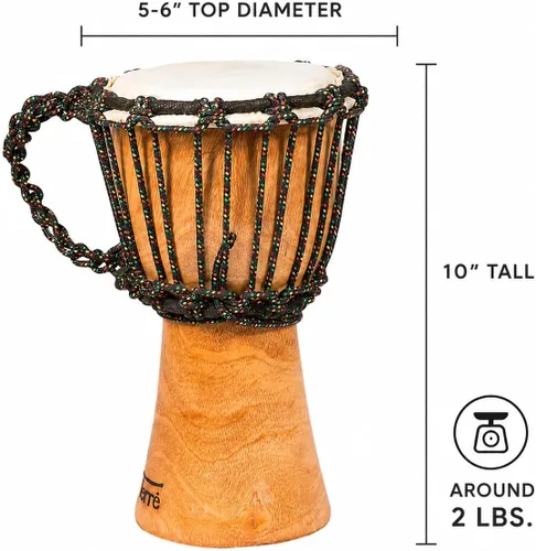 Miniatura 2 de Djembe Principiante Liso, 10" de alto, 5-6" cabeza