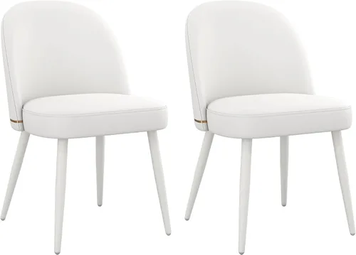 Miniatura 11 de KCC Juego de 2 sillas de comedor modernas de piel sintética, sillas de cocina tapizadas, sillas laterales sin brazos con respaldo curvado y patas
