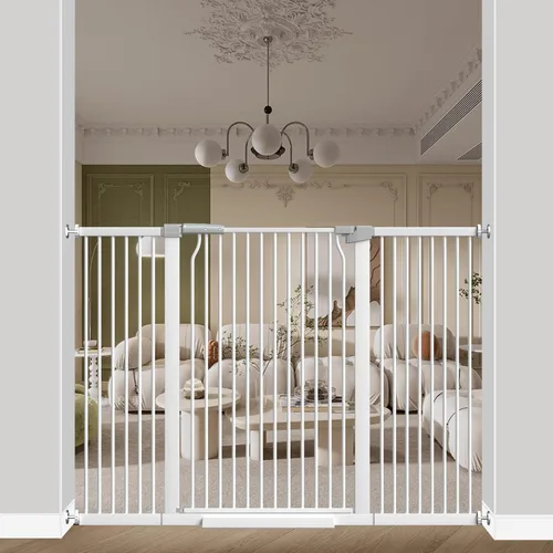 Miniatura 11 de Puerta de bebé extra alta de 40.55" para escaleras - 40.6"-54.7" de ancho 1.37" de espaciado ultra estrecho Puerta extra ancha para gatos y perros