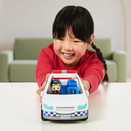 Miniatura 5 de Bluey Police Car Toy, Vehicle from The Special Episode The Sign. Includes Toy Police Car with Flashing Lights & Sounds, Policeman Figure, and Themed