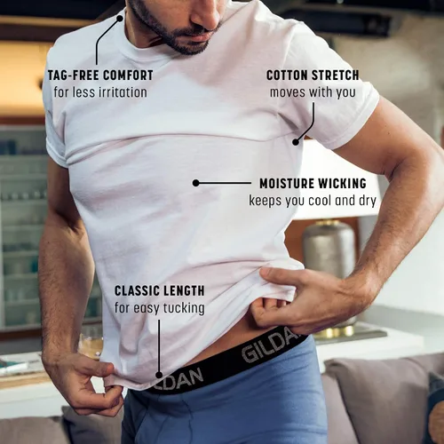 Miniatura 2 de Gildan - Camisetas elásticas de algodón para hombre, paquete múltiple