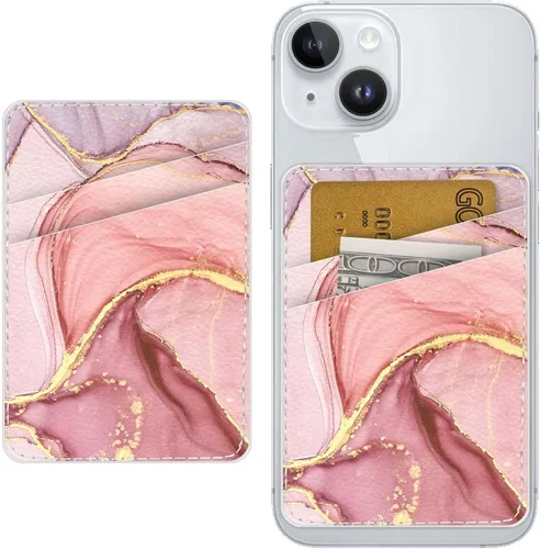 Cartera de cuero para teléfono con tarjetero para teléfono, adhesivo para teléfono con adhesivo, elegante funda para tarjetas de crédito, adecuado