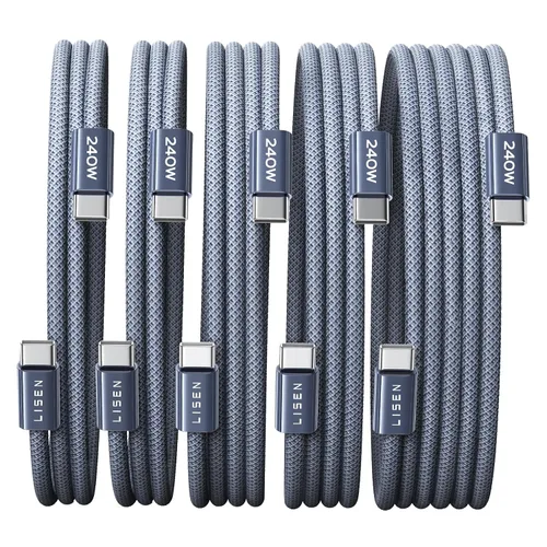 Miniatura 21 de LISEN Cable USB C a USB C, cable C a C de 240 W de carga rápida [1.6 pies, paquete de 2] cargador tipo C de carga rápida USBC a USBC cable para Negro