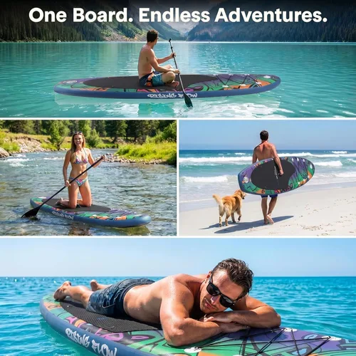 Miniatura 6 de SereneLife Tabla de Paddle Inflable de Pie - Diseño Amplio y Estable, Cubierta Antideslizante para Adultos y Jóvenes con Accesorios Premium