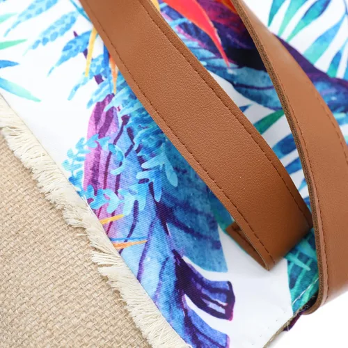 Miniatura 84 de Bolso grande de paja para mujer, tejido de ratán, bolso de playa de verano, a rayas