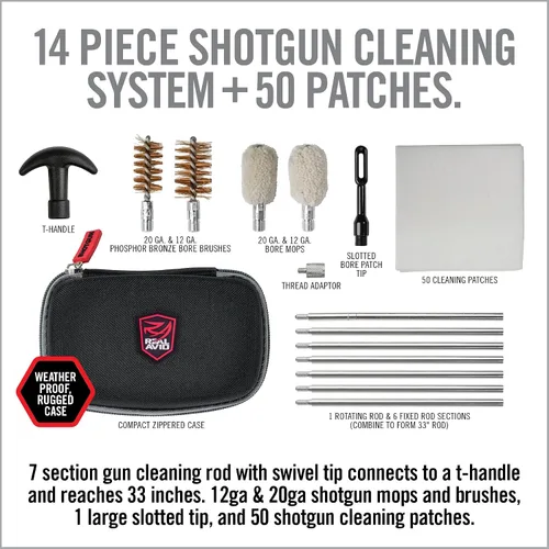 Miniatura 3 de Real Avid Kit de limpieza de escopeta I Kit de limpieza de calibre 12 y calibre 20 I Trampa portátil para pistola de tiro Kit de bolsa