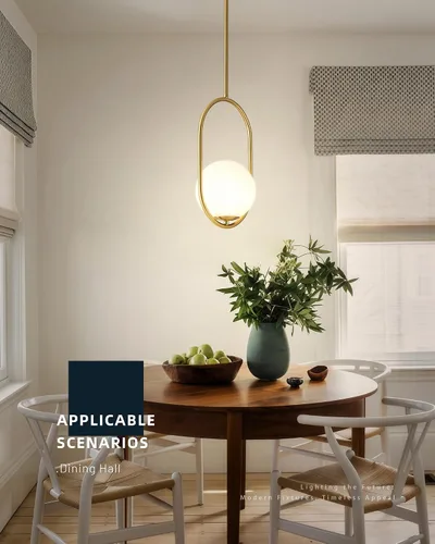 Miniatura 2 de Lámparas colgantes doradas – Iluminación colgante de 1 luz para isla de cocina con vidrio blanco lechoso – Lámparas colgantes vintage – Luces