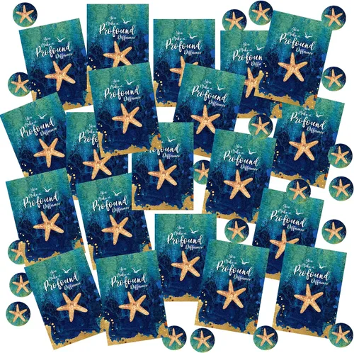 Miniatura 3 de Smiling Wisdom - 20 regalos de historia de estrellas de mar a granel - Tarjetas de apreciación de You Make a Profound Difference e imán redondo