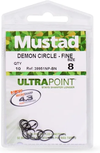 Miniatura 5 de Mustad Demon Perfect® Inline Circle Hook - 1X Fine Fishing Hook, Wide Gap Circle Hook, Ideal for Saltwater & Freshwater Fishing, Original Design Big