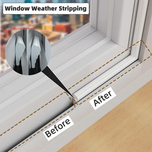 Miniatura 4 de Paquete de 2*16.4 pies de tiras selladoras contra la intemperie para puertas, aislamiento de ventanas insonorizante bloqueador de corrientes de aire
