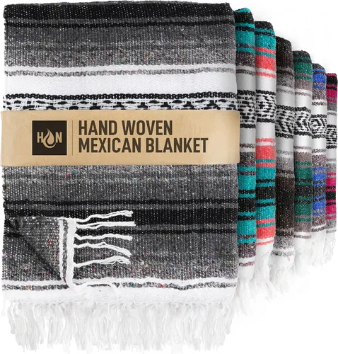 Miniatura 23 de Hydration Nation Auténtica manta mexicana extra grande (70 x 50 pulgadas), yoga tejida a mano, serape, falsa artesanal, playa, campamento, picnic