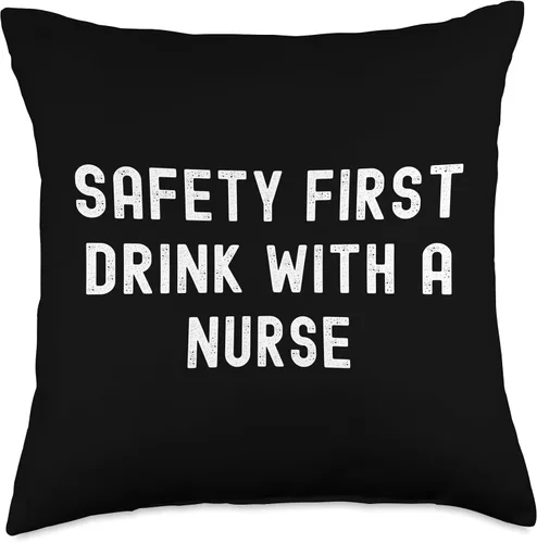 Miniatura 5 de Safety First Drink With A Nurse Almohada de tiro 16x16, multicolor