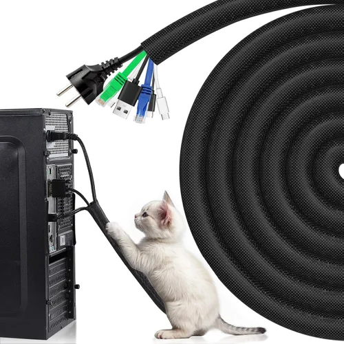 Miniatura 9 de AGPTEK Funda de cable, telar de alambre automotriz, resistente al calor, cubierta de protección de cable de tubo de manga dividida trenzada