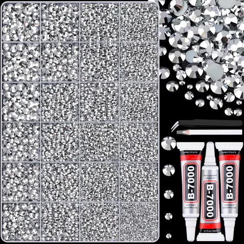 Miniatura 46 de 7000 diamantes de imitación de resina con pinzas para manualidades, diamantes de imitación de gelatina con parte trasera plana de 2/3/4/5/6mm, 4