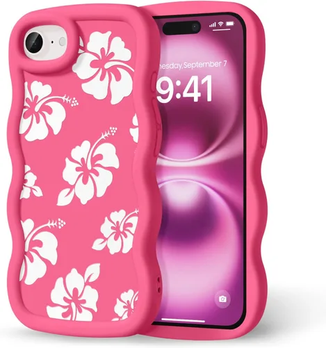 Miniatura 101 de Compatible con iPhone SE/8/7 Funda para Mujeres y Niñas, Marco Ondulado Rizado con Patrón Lindo, Estética Delgada Suave Silicona TPU Parachoques