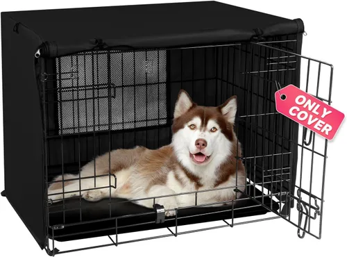 Miniatura 8 de Seiyierr Funda para jaula de perro – Fundas para perrera para jaula de perros de 30 pulgadas, poliéster de doble puerta para jaula de alambre