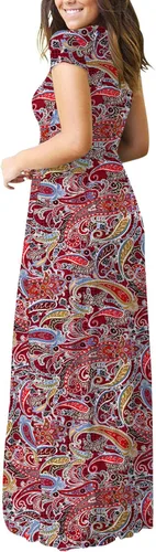 Miniatura 3 de EUOVMY - Vestido largo y liso para mujer, de manga corta, holgado, con bolsillos, vestido informal