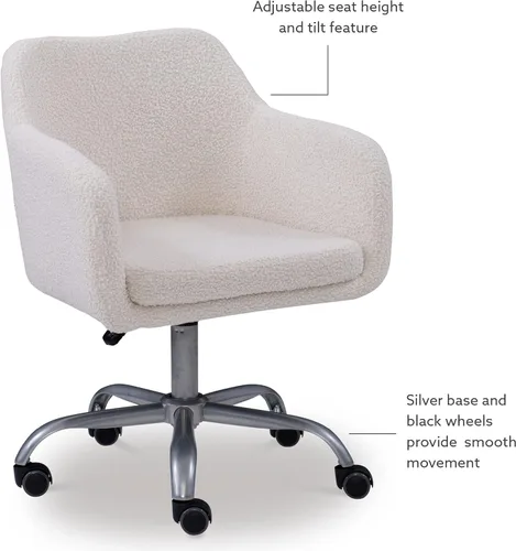 Miniatura 11 de Linon Home Decor Products Linon Brooklyn Sherpa - Silla de oficina, color marfil