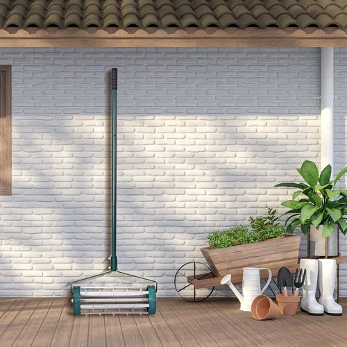 Miniatura 6 de GYMAX Aireador de césped, aireador rodante con mango antideslizante y picos de púas, aireador de enchufe de empuje para jardín, mantenimiento